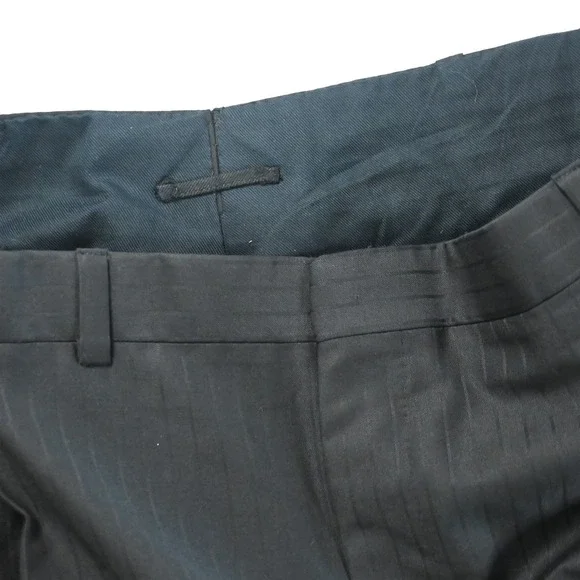 Oxxford 42x30 Black Striped Wool Pleated Full‎ Cut Dress Mens Pants